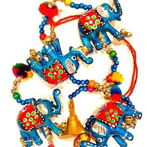 Blue Elephants Beaded Strand Door Wall Garland